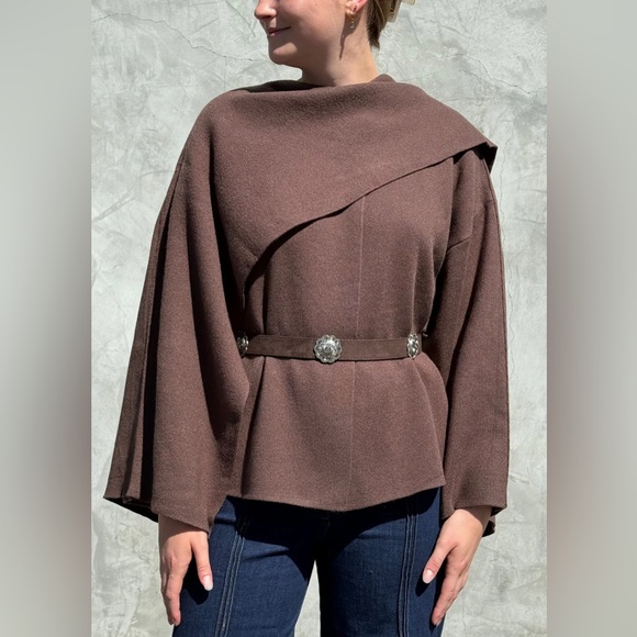 NWT Benaar Adira Asymmetrical Cape Jacket – Eggplant | One Size - Picture 5 of 10
